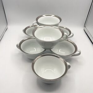 Pottery Barn Cosmopolitan Mugs (Silver Band) - Set Of 7